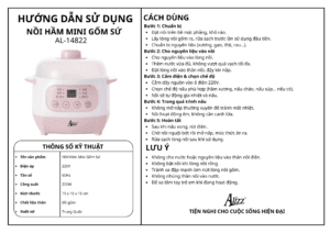 nồi hầm Điện mini nấu cháo chậm công suất 200w lòng nồi gốm sứ giữ nhiệt an toàn msp 03014822